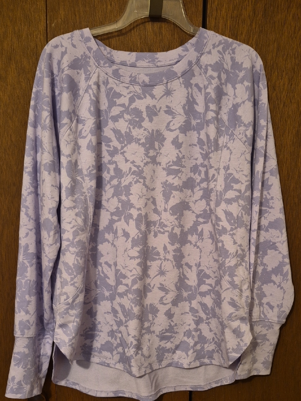 RBX Lavender Purple Floral Long-Sleeve Pullover Sweatshirt Top Sz L